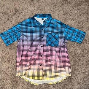 Colorful Plaid Button-Up Shirt